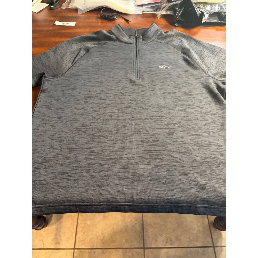 Greg Norman Mens XL Quarter Zip Pullover Charcoal Gray Space Dye Golf Sweater